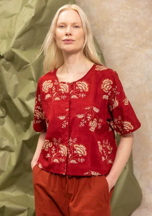 “Rose hip” woven organic cotton blouse - agate red