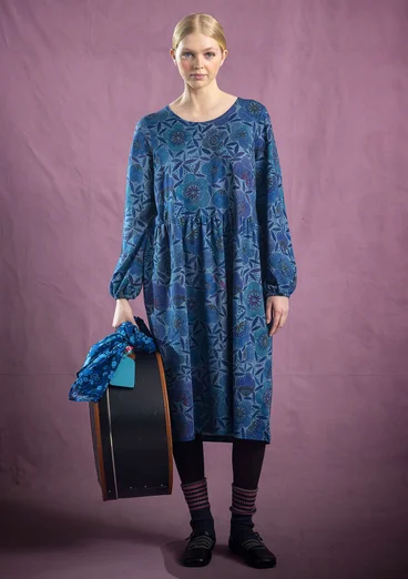 Gemustertes Kleid „Ada“ aus Bio-Baumwolle/Modal - indigo