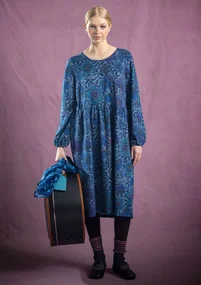 Gemustertes Kleid „Ada“ aus Bio-Baumwolle/Modal - indigo