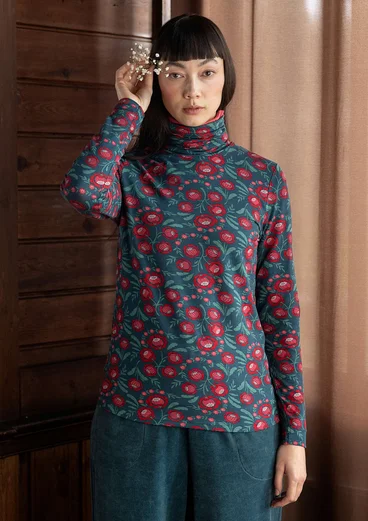 “Dagny” jersey turtleneck in lyocell/spandex - indigo green