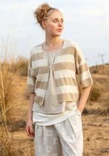 Cardigan in linen/recycled cotton. - feather/natural