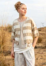 Cardigan in linen/recycled cotton - fjder0SL0natur