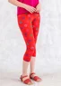 Caprileggingsit ”Ester” ekopuuvillaa/elastaania (papukaijanpunainen/kuvioitu S)