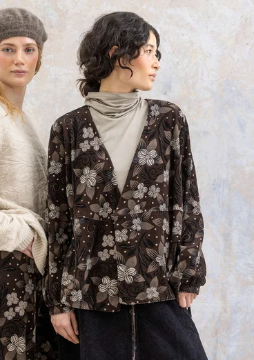 Velurjakke «Cornus» i økologisk bomull / resirkulert polyester - mørk sjokolade