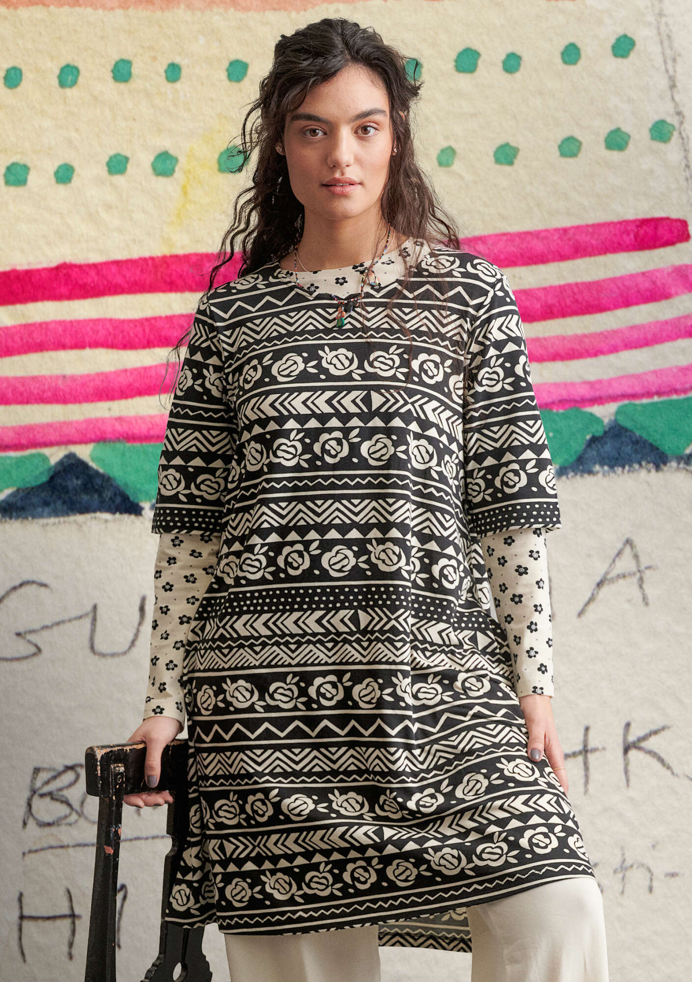 “Guatemala” jersey dress in organic cotton/modal black thumbnail