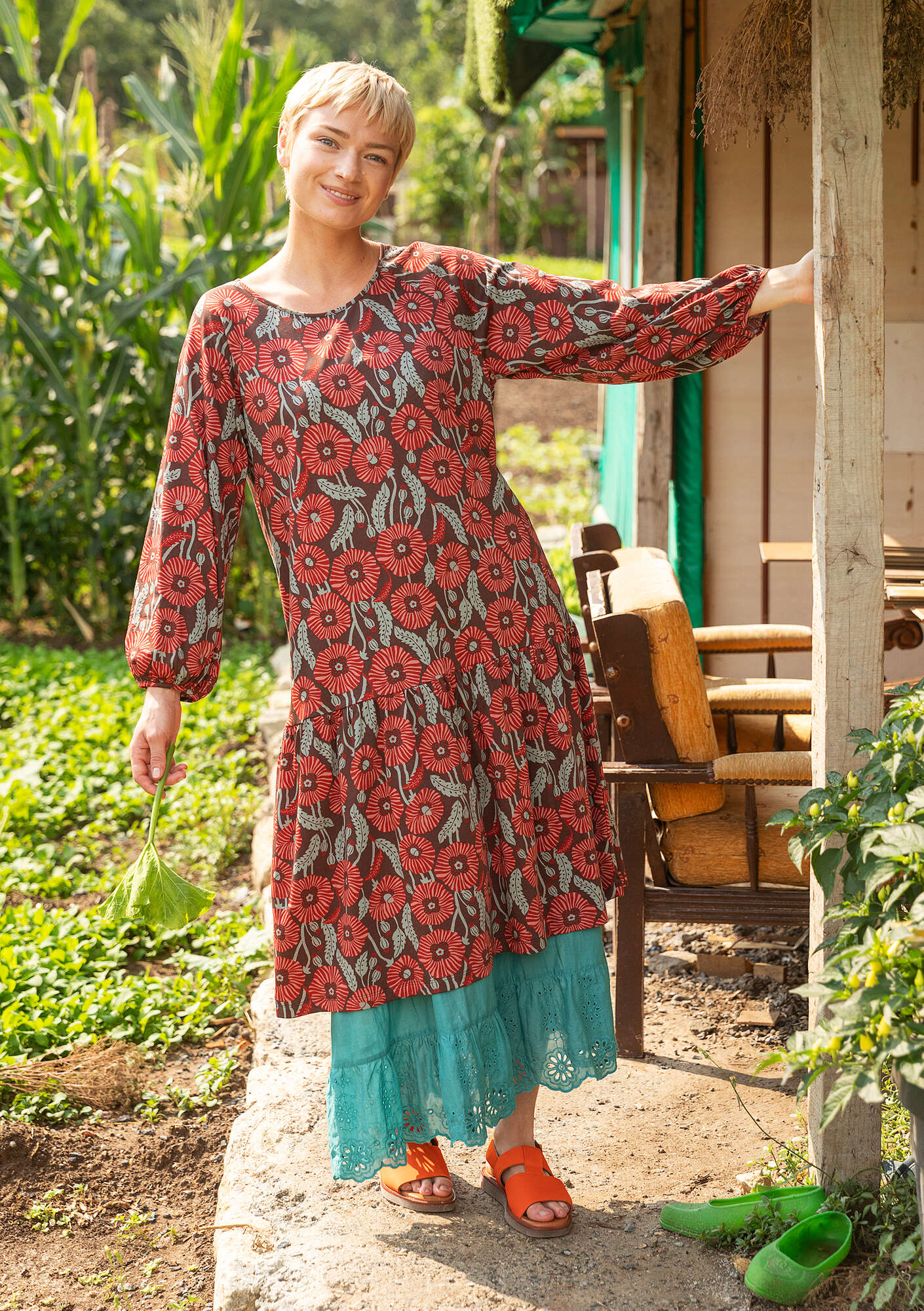 パーティードレス Poppy Flowers Print Jersey Dress Poppy” jersey dress in organic cotton gudrunsjoden.com