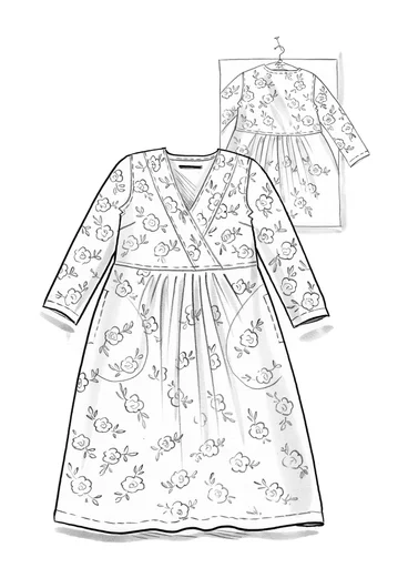“Bodil” woven linen dress - dark natural/patterned
