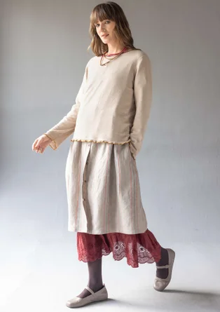 Fine-knit linen/organic cotton sweater - dark natural
