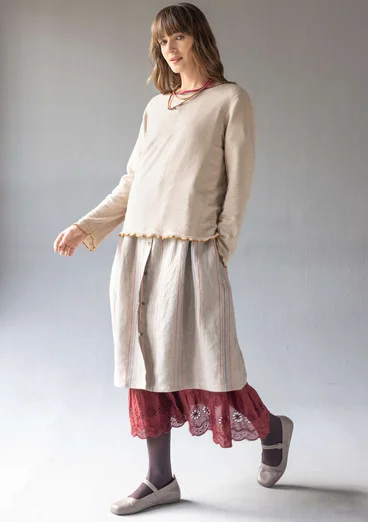 Fine-knit linen/organic cotton sweater - dark natural