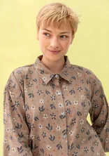 Bluse „Ida“ aus Wollmischgewebe - taupe-gemustert