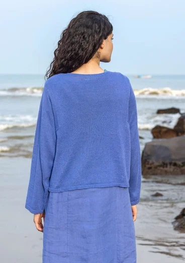 Linen/organic cotton cardigan - blue lotus