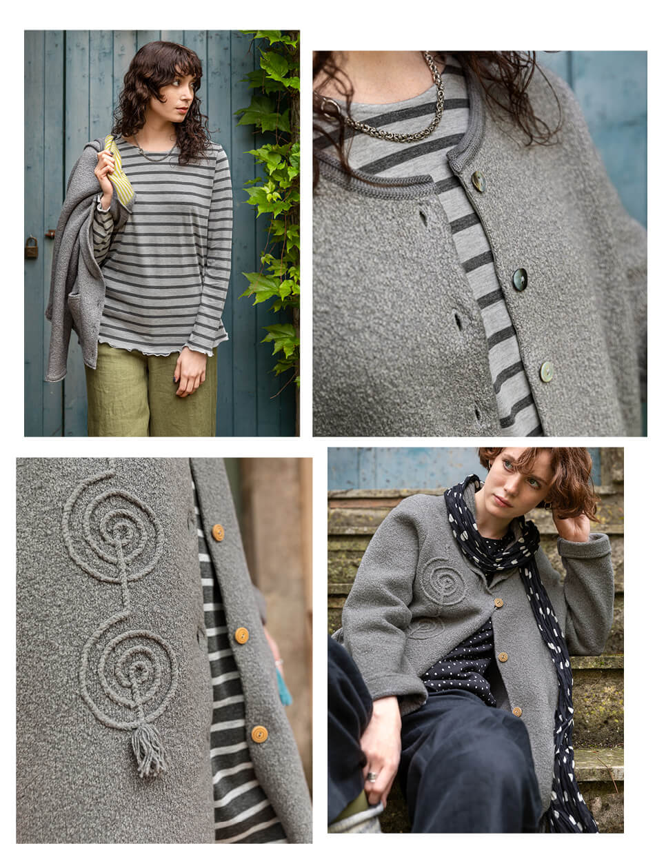 “Athena” organic cotton/wool knit coat