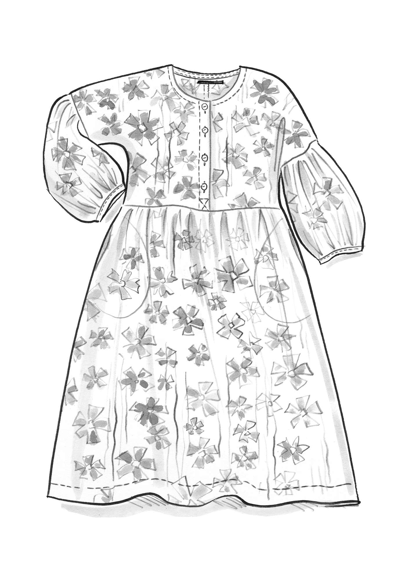 Vevd kjole «Petunia» i økologisk bomull lyseblå