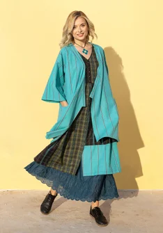 Geruite kimono "Coimbatore" van biologisch katoen - jade