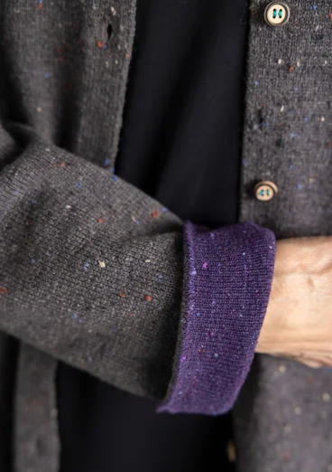 Langstrickjacke aus Lammwollmischung - aschgrau-melange