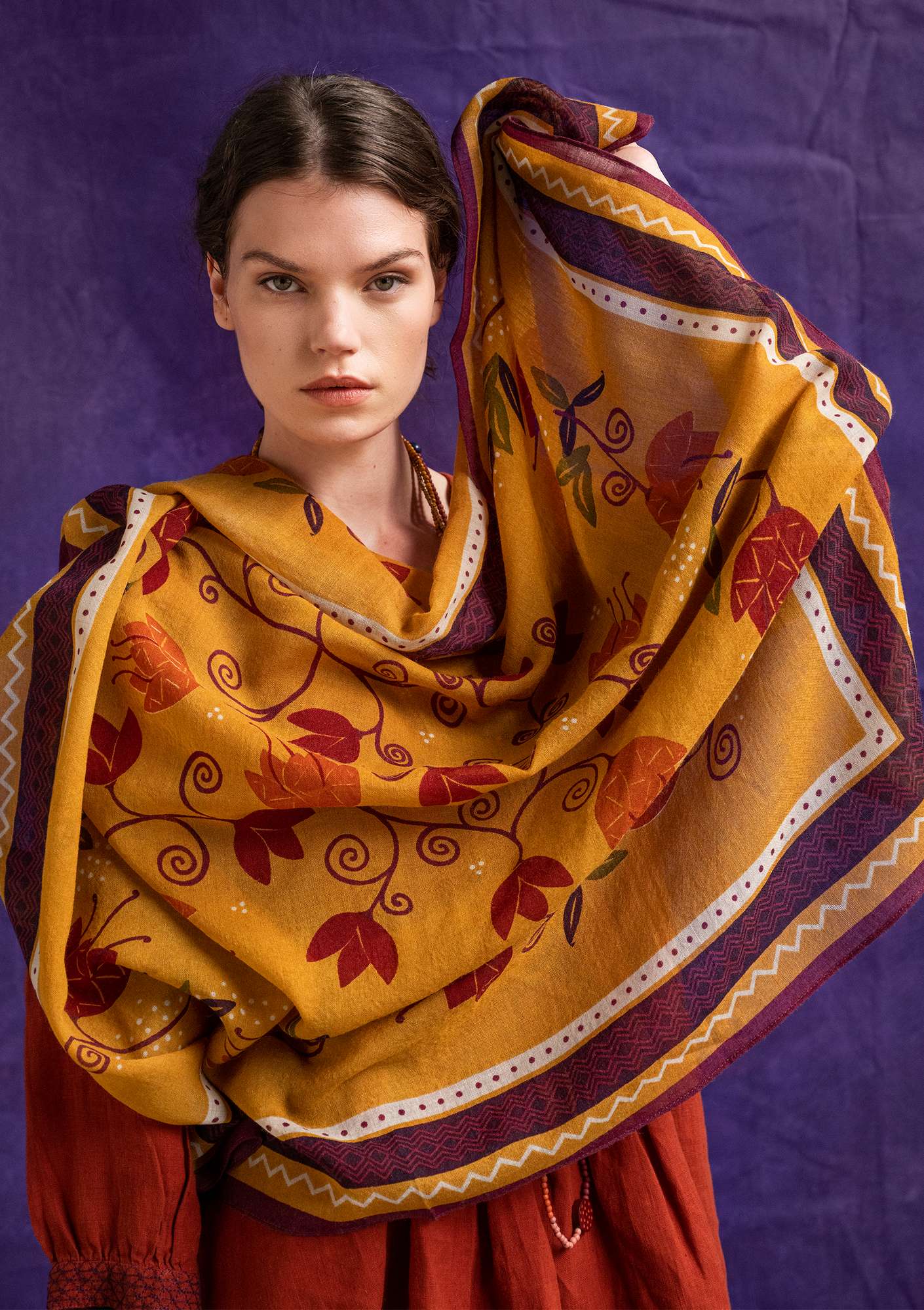 “Saffron” wool shawl mustard thumbnail