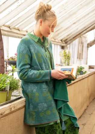 “Mårbacka” cardigan in organic/recycled cotton - bottle green