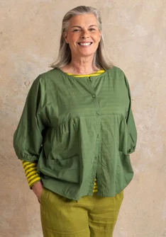 Geweven blouse "Tindra" van biologisch katoen - rozemarijn