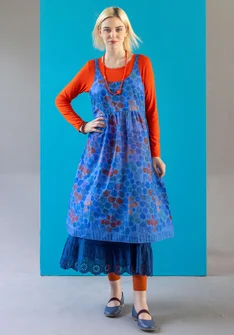 “Antoinette” woven dress in organic cotton - sapphire blue