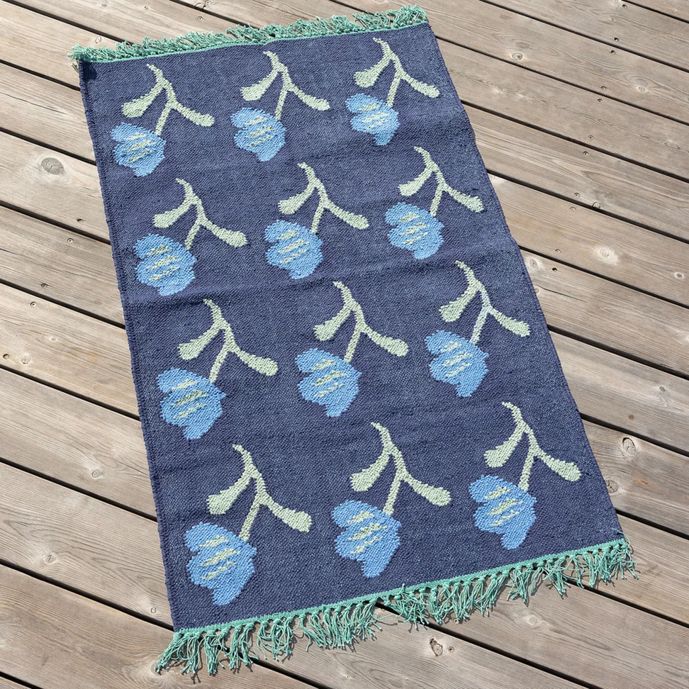 Matta "Wildflower" i ekologisk bomull - indigoblå