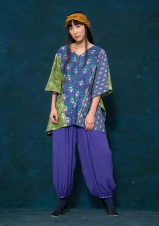 “Première” woven tunic in organic cotton/silk - cobalt blue