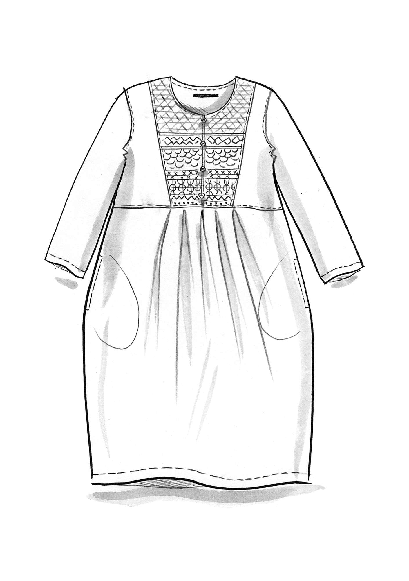 Geweven linnen jurk  Korinth  mosterd