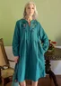 Robe "Marianne" en tissu de coton biologique/lin (pétrole foncé XS)