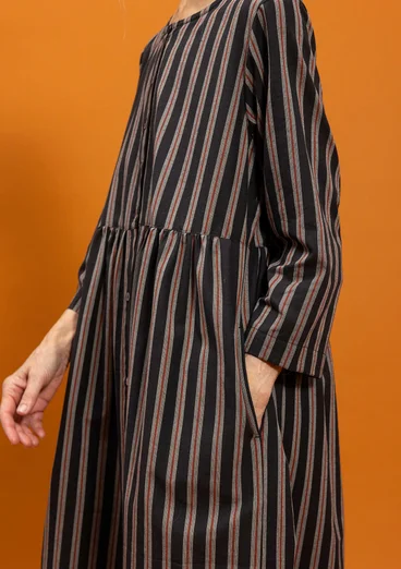 Geweven jurk "Sofia" van biologisch katoen - zwart/chili