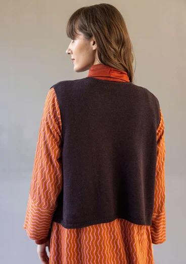 Gilet sans manches en maille de coton biologique/laine - aubergine foncé