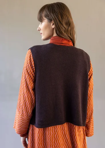 Gilet sans manches en maille de coton biologique/laine - aubergine foncé