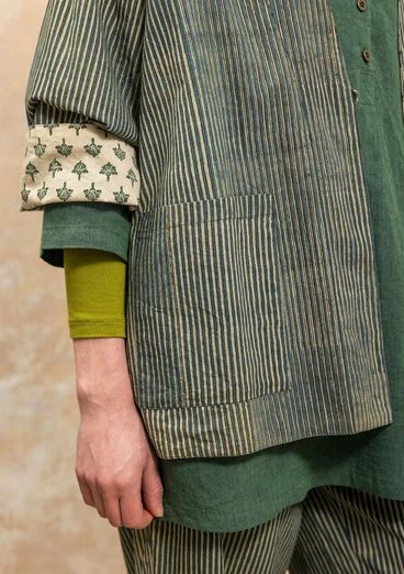 Kimono tissé ”Willow” en coton biologique - indigo vert