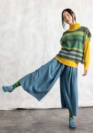 “Rut” knitted top in a blend of organic and recycled cotton - green sea glass/stripe