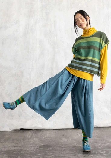 “Rut” knitted top in a blend of organic and recycled cotton - green sea glass/stripe