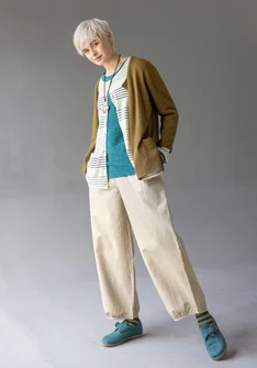 Pantalon bouffant en coton/lin - naturel