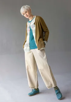 Pantalon bouffant en coton/lin - naturel