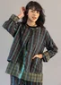 “Kerala” reversible checked organic cotton jacket (black L)