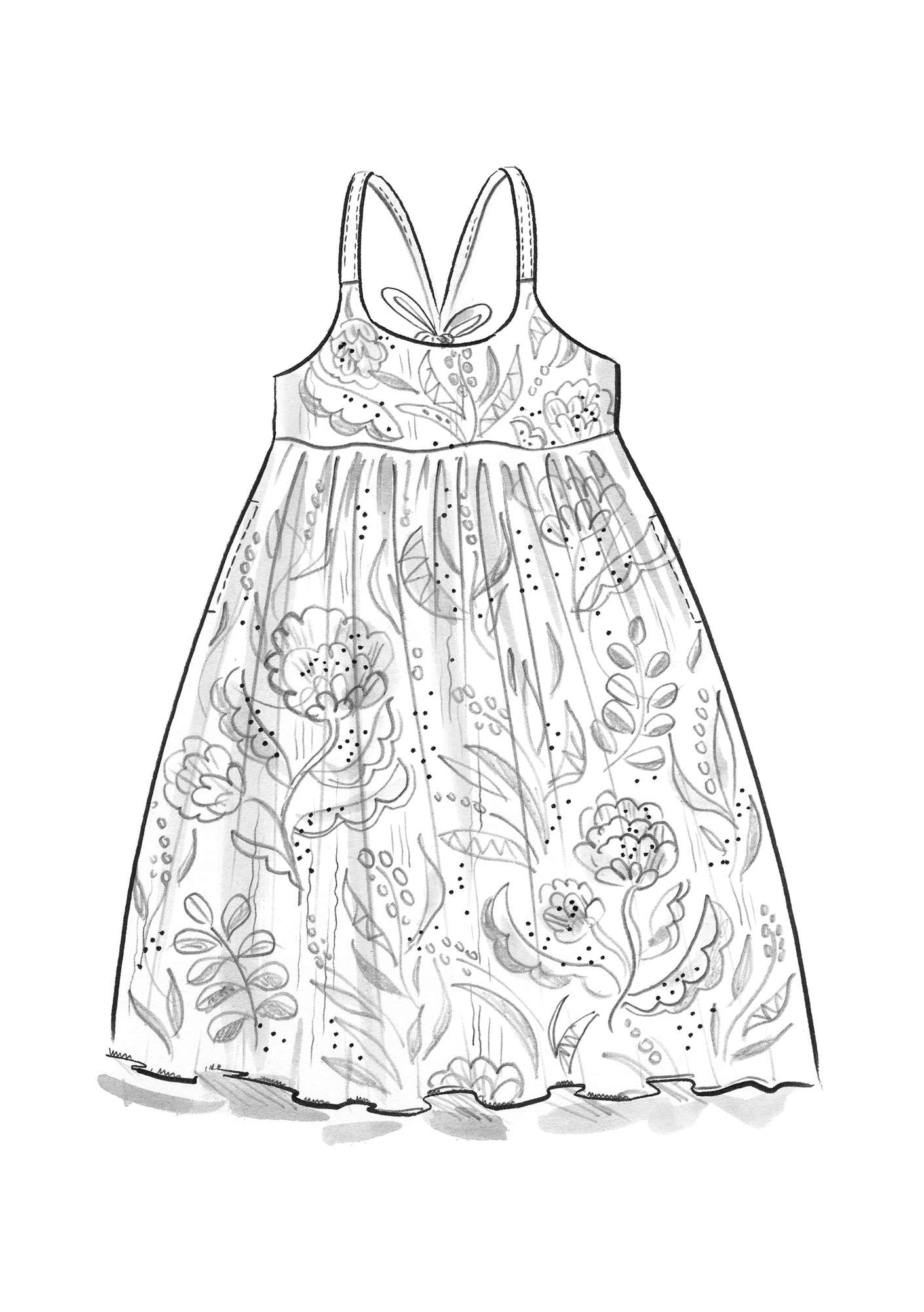 Vevd kjole «Artichoke» i økologisk bomull morbær