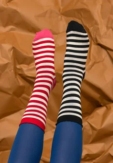 Chaussettes rayées en coton biologique - noir