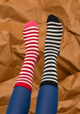 Chaussettes rayées en coton biologique - noir