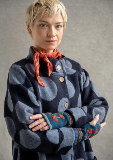 “Stone” coat in a woven wool blend - ink blue