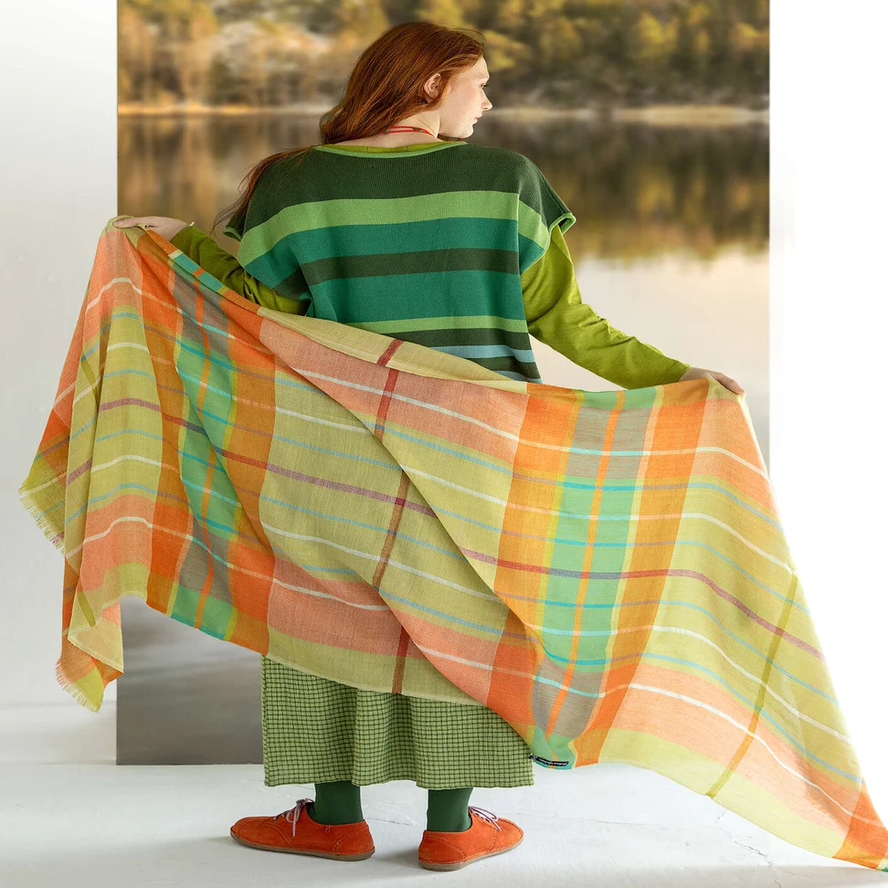 Écharpe "Evania" en laine tissée - avocat