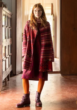 Gilet croisé "Augusta" en laine mélangée - aubergine