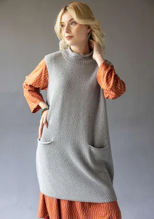 Strukturstricktunika aus Bio-Baumwolle/Wolle - grau-melange