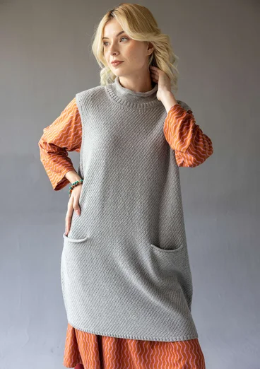 Strukturstricktunika aus Bio-Baumwolle/Wolle - grau-melange