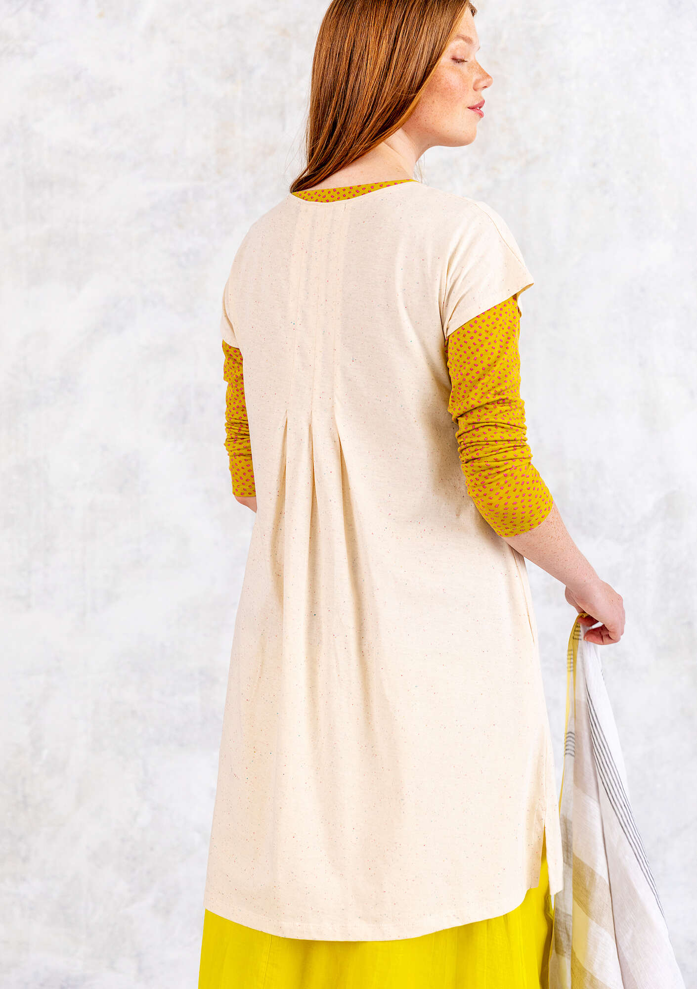 “Molly” jersey dress in nubby organic cotton almond milk thumbnail