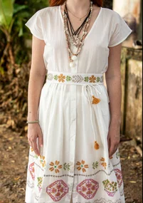 Ärmelloses Kleid „Cross“ aus Bio-Baumwolle - halbgebleicht