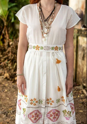 Ärmelloses Kleid „Cross“ aus Bio-Baumwolle - halbgebleicht