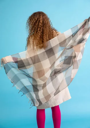 “Cleo” yarn-dyed wool shawl - limestone