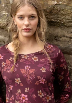 Geblümtes Shirt „Idun“ aus Lyocell/Elasthan - aubergine