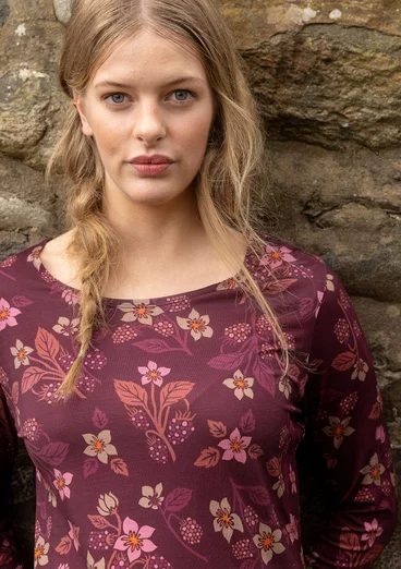 Geblümtes Shirt „Idun“ aus Lyocell/Elasthan - aubergine